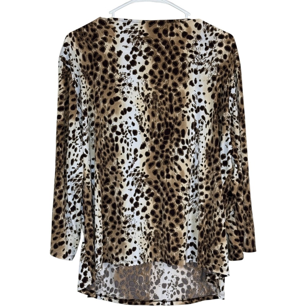 George Women Plus Leopard‎ Print Twist Neck Long Sleeve Top 26W 28W - Picture 7 of 13